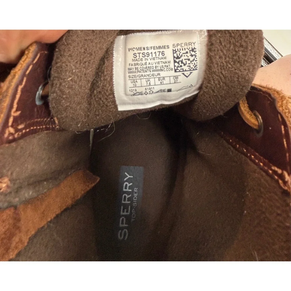 Sperry‎ Saltwater Duck Boots Brown Leather Rubber Ankle Rain Boots Women Size 10